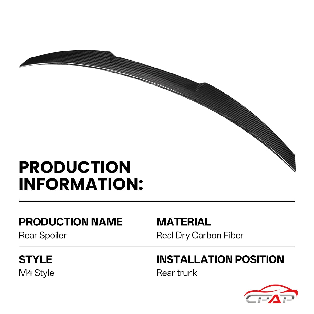 Real Dry Carbon Fiber Rear Lid Spoiler Boot Wing Car Roof Trunk Spoiler Wing For BMW 4 Series G22 G82 M4 Style 2022+